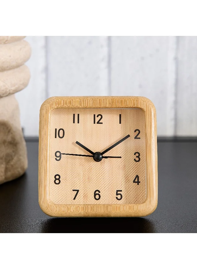 Home Box Saratoga Willa Bamboo Alarm Clock - 9x4.3x9 cm