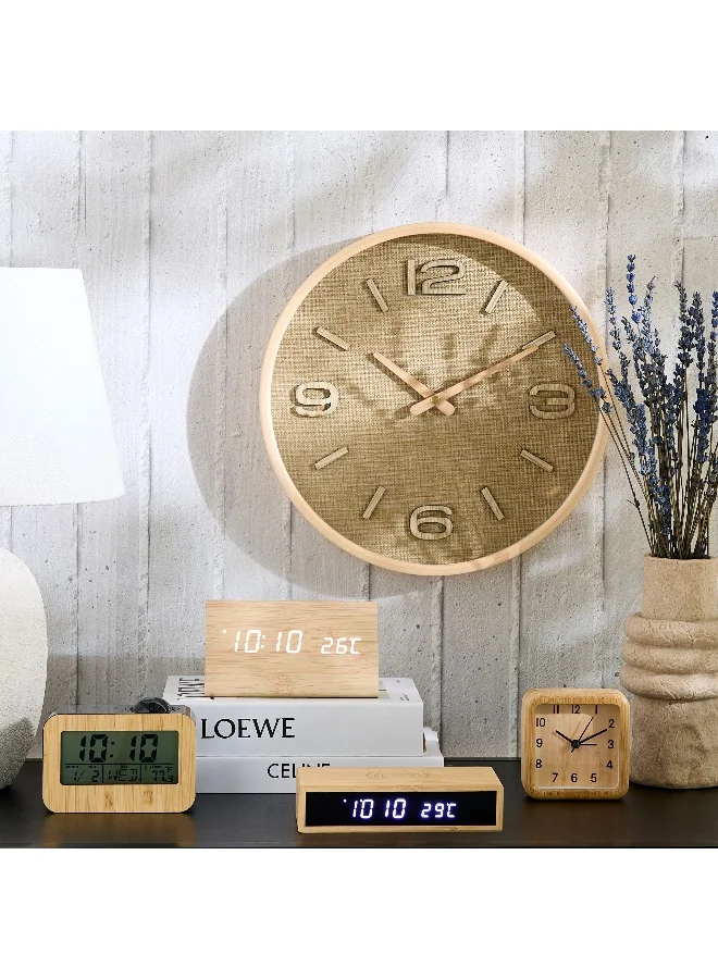 Home Box Saratoga Willa Bamboo Alarm Clock - 9x4.3x9 cm