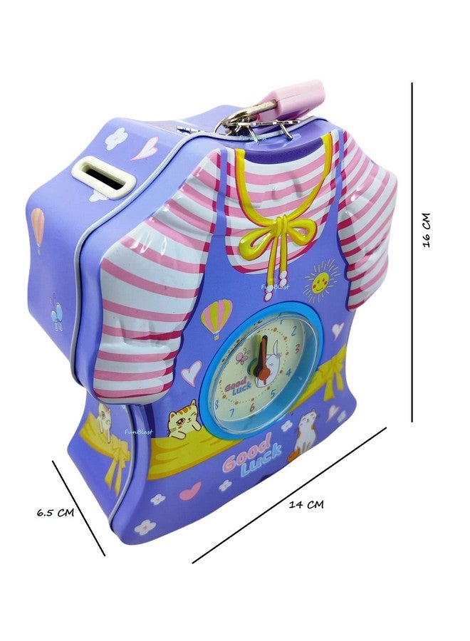 فنبلاست حصالة نقود وساعة منبه من فن بلاست ٢ في ١ - حصالة نقود معدنية مع ساعة/حصالة نقود معدنية للأطفال/حصالة نقود بقفل - متعدد الألوان - Image 3