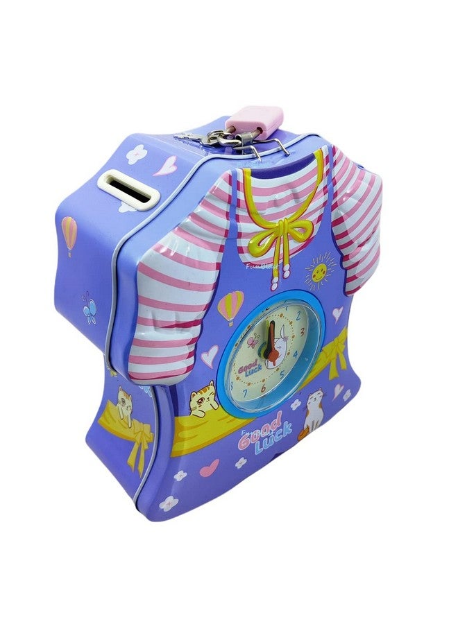 فنبلاست حصالة نقود وساعة منبه من فن بلاست ٢ في ١ - حصالة نقود معدنية مع ساعة/حصالة نقود معدنية للأطفال/حصالة نقود بقفل - متعدد الألوان - Image 2