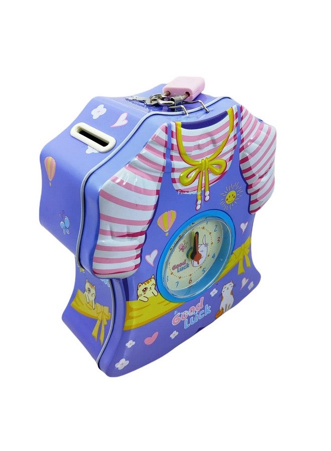 فنبلاست حصالة نقود وساعة منبه من فن بلاست ٢ في ١ - حصالة نقود معدنية مع ساعة/حصالة نقود معدنية للأطفال/حصالة نقود بقفل - متعدد الألوان - Image 5