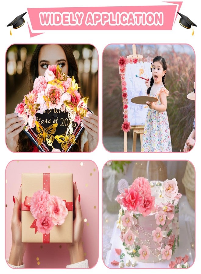 FOIMAS Graduation Cap Decoration Accessories,Pink Grad Cap Decor Faux Flower 3D Butterfly Rhinestone Pearls Stickers Alphabet Letter Stickers for 2026 Graduation Cap Topper Decoration Craft Supply - Image 5