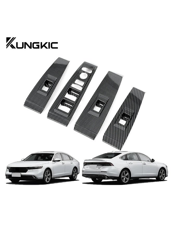 KUNGKIC Carbon Fiber Pattern ABS For Honda Accord Sedan 11th 2023 2024 Car Window Lifter Switch Control Panel Cover LHD Trim Accessories - Image 2