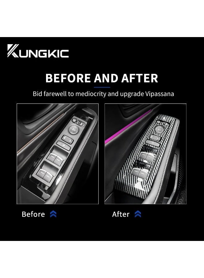 KUNGKIC Carbon Fiber Pattern ABS For Honda Accord Sedan 11th 2023 2024 Car Window Lifter Switch Control Panel Cover LHD Trim Accessories - Image 3