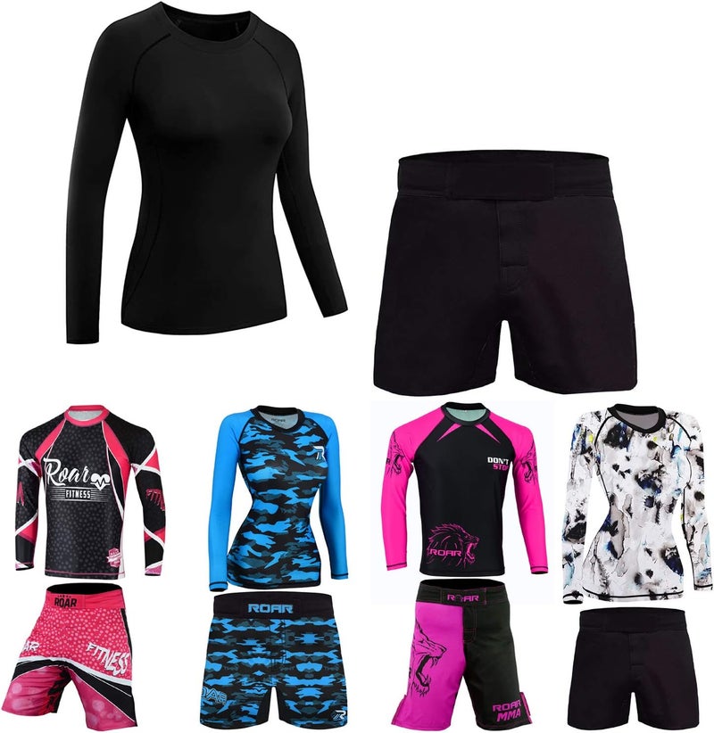 ROAR-INT Roar No Gi Full Set Ladies Sports Bra BJJ Leggings MMA Shorts & Grappling Rash Guard Female Fight Wear (Only for Ladies) - Image 1