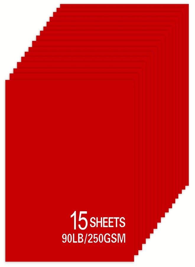 Bonmiy 15Sheets Red Cardstock Paper 12x12 Card stock for Cricut, Thick Construction Paper for Card Making, Scrapbooking, Craft 90 lb / 250 gsm (Red) - Image 1