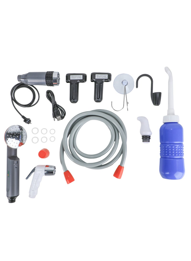 ALGHAFA Portable camping shower and bidet with rechargeable lithium battery with three interchangeable shower heads, 2.5-3.5 L/min, lightweight and easy to operate shower with pump, mesh filter and two manual bidets for outdoor camping from Alghafa - Image 2