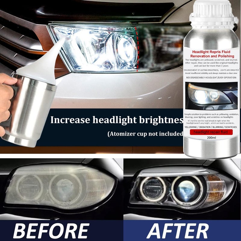 VCTSELITY 200ML Headlight Restoration Liquid, Car Headlight Polishing Repair Fluid, Headlight Polish Restoration Kit Refill Bottle to Remove Yellowing/Scratch/Haze/Oxidation/Vague - Image 3