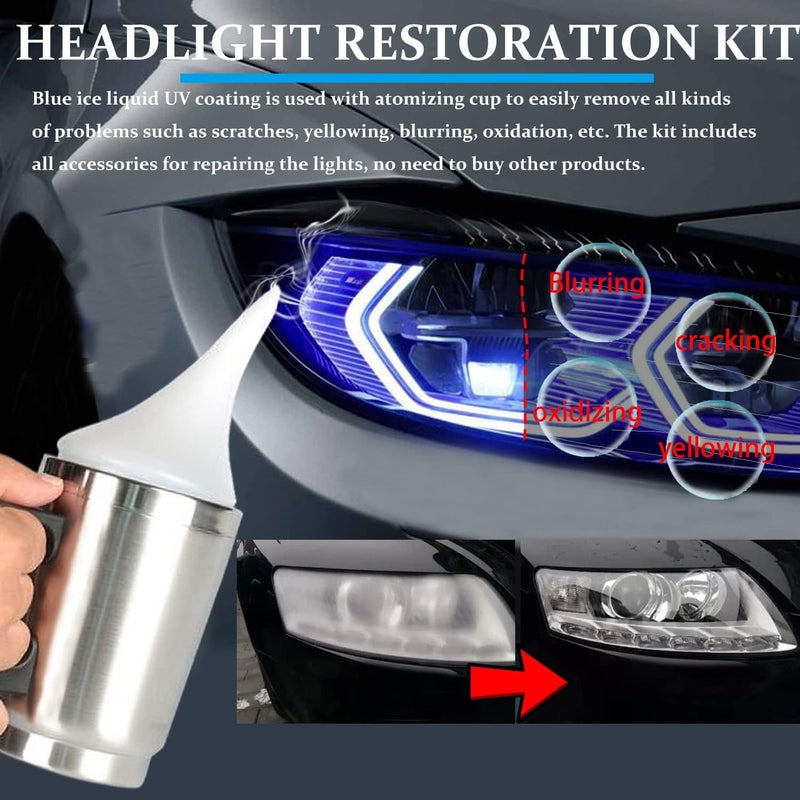 VCTSELITY 200ML Headlight Restoration Liquid, Car Headlight Polishing Repair Fluid, Headlight Polish Restoration Kit Refill Bottle to Remove Yellowing/Scratch/Haze/Oxidation/Vague - Image 2