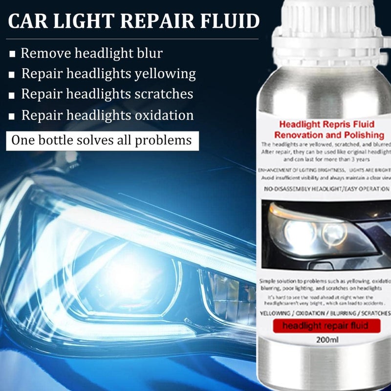 VCTSELITY 200ML Headlight Restoration Liquid, Car Headlight Polishing Repair Fluid, Headlight Polish Restoration Kit Refill Bottle to Remove Yellowing/Scratch/Haze/Oxidation/Vague - Image 4