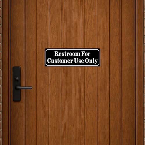 eDesign Restroom For Customers Only Sign Sticker Decal Self Adhesive Vinyl - 9x3 Inches - No Public Restroom Signs for Business Indoor/Outdoor Use (2 Pack) - Image 2