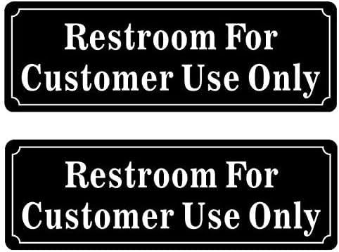 eDesign Restroom For Customers Only Sign Sticker Decal Self Adhesive Vinyl - 9x3 Inches - No Public Restroom Signs for Business Indoor/Outdoor Use (2 Pack) - Image 1
