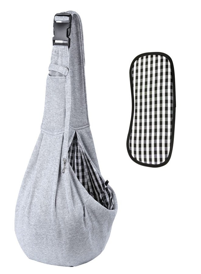 Kanemc Dog Sling Carrier for Small Dogs Cat Puppy Pets Up to 16.5lbs, Comfy Hard Bottom Support, Adjustable Padded Shoulder Strap, Hands-Free Dog Carrier Sling Bag for Outdoor Travel