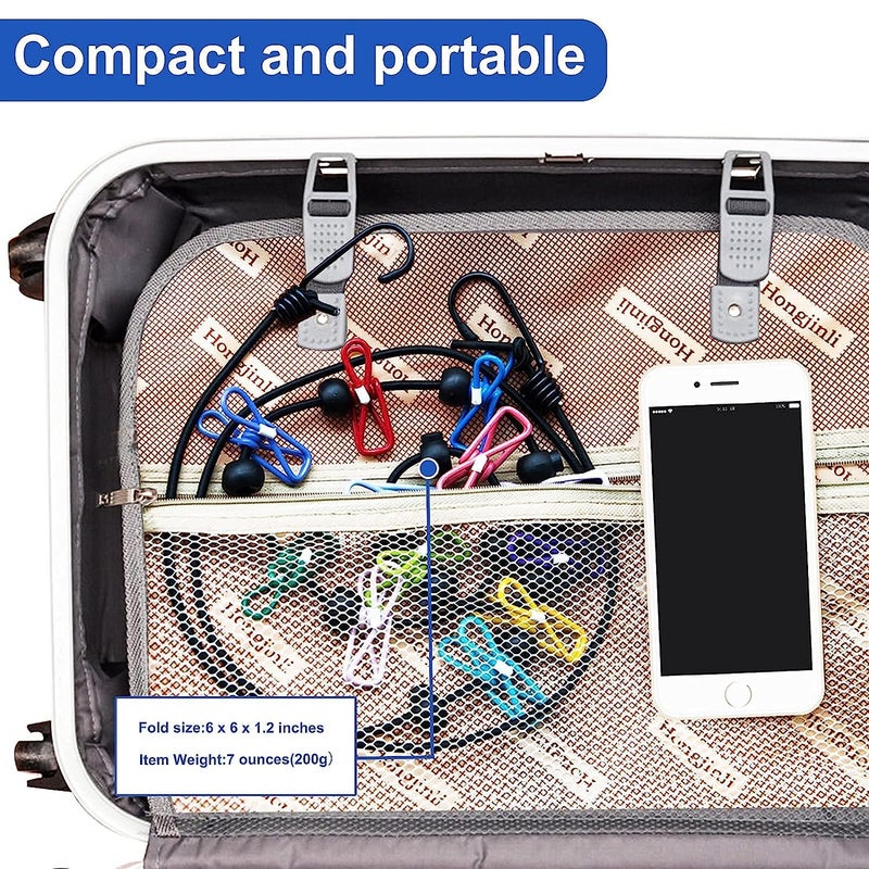 Jig-Tik Cloth Rope for Cloth Drying Rope with Hooks Rope for Drying Clothes Hanging Rope with 12 Clips for Clothes Drying Wire for Clothes Drying Clothes Rope for Drying with Hooks Cloth line Rope - Image 4