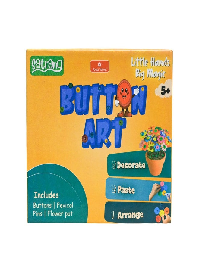 FOLKS WORK Satrang Button Art Craft Kit for Kids, Little Hands Big Magic, Includes Buttons, Fevicol, Pins, Flower Pot, Ages 5+ - Image 1
