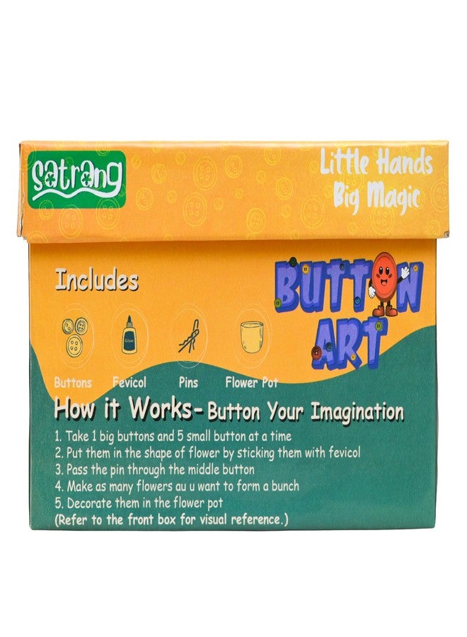 FOLKS WORK Satrang Button Art Craft Kit for Kids, Little Hands Big Magic, Includes Buttons, Fevicol, Pins, Flower Pot, Ages 5+ - Image 2