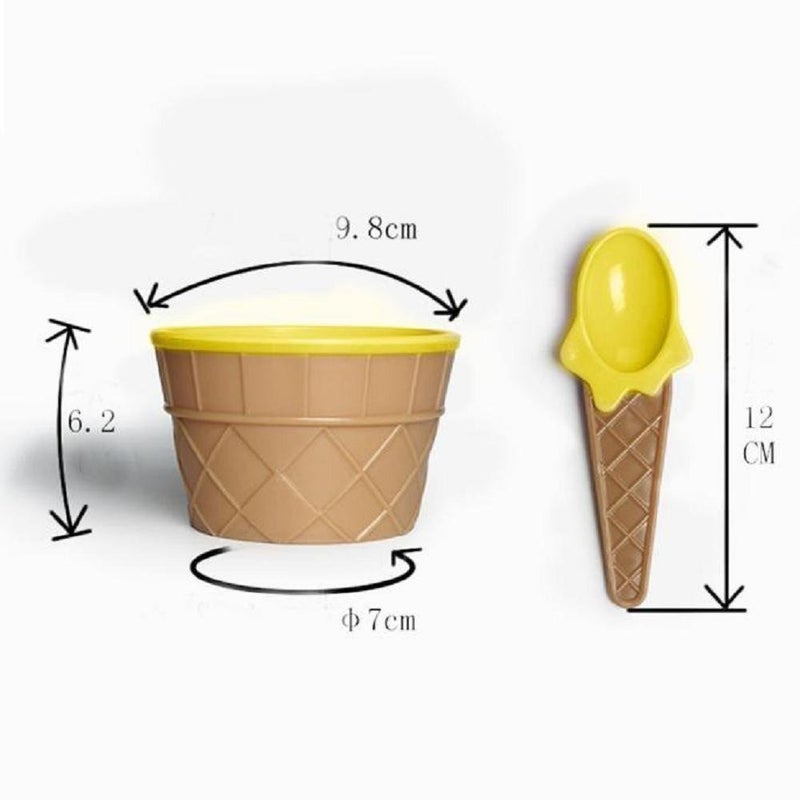 Istore Ice Cream Bowl Spoon Waffle Cup Set Set Of 6 BPA Free Plastic - Image 4