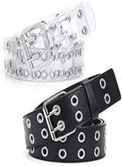 A set of 2 black and clear belts