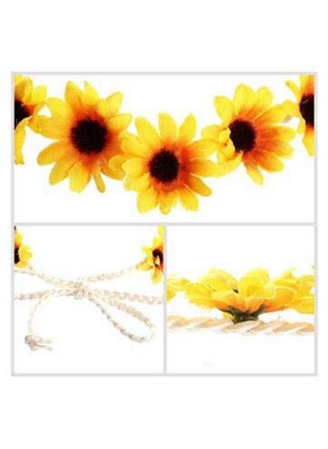 Happyupcity 3Pcs Daisy Flower Headband Stylish Sunflower Crown Bridal Wedding Hair Wreath Festival Bohemia Headpiece Accessories For Womens Girls (Yellow)  - Image 4