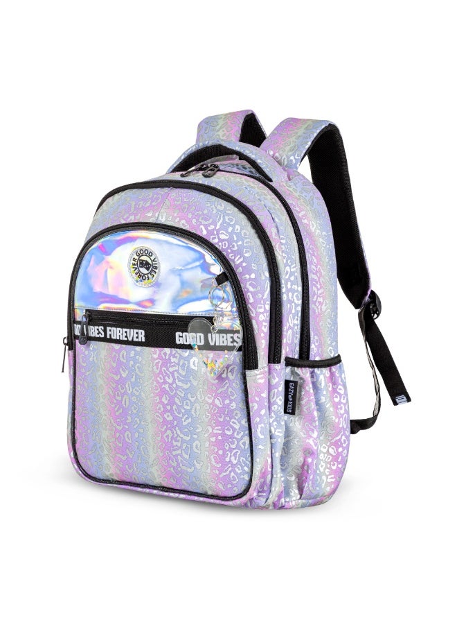Eazy Kids Eazy Kids 17" School Bag Set of 3 w/ Lunch Bag and Pencil Case - Good Vibes - Silver  - Image 2