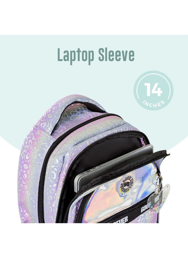 Eazy Kids Eazy Kids 17" School Bag Set of 3 w/ Lunch Bag and Pencil Case - Good Vibes - Silver  - Image 3