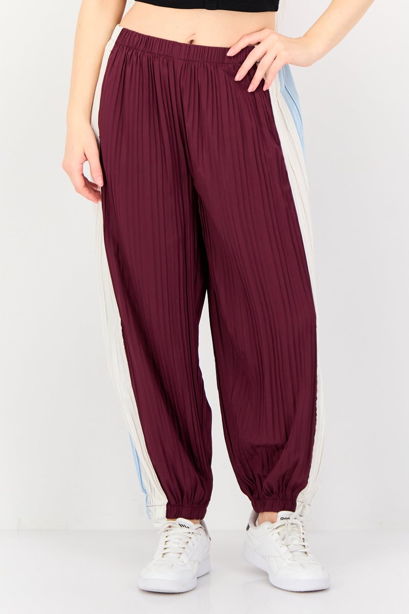 Only x Jdy Women Regular Fit Pleated Jogger Pants, Maroon - Image 1