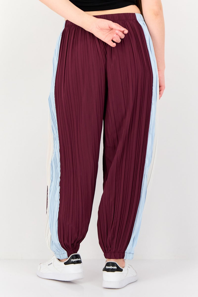 Only x Jdy Women Regular Fit Pleated Jogger Pants, Maroon - Image 3