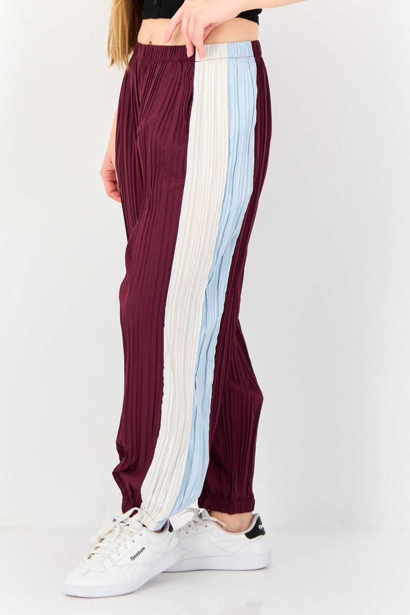 Only x Jdy Women Regular Fit Pleated Jogger Pants, Maroon - Image 2