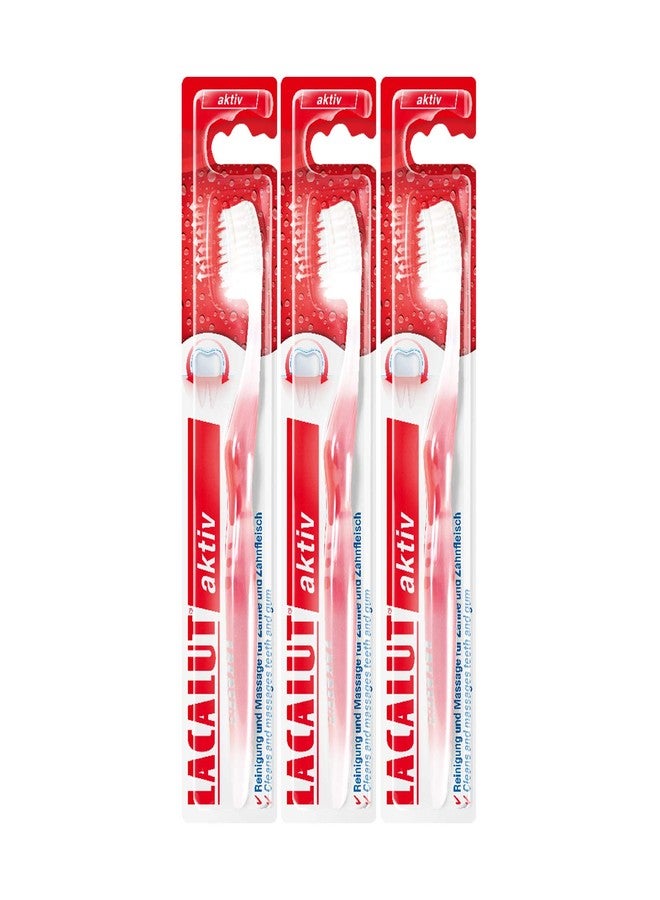 LACALUT Active Toothbrush, 3 toothbrushes, noticeably Clean Teeth with Micro-fine bristles, Effective Dental and Gum Care, Pack of 3
