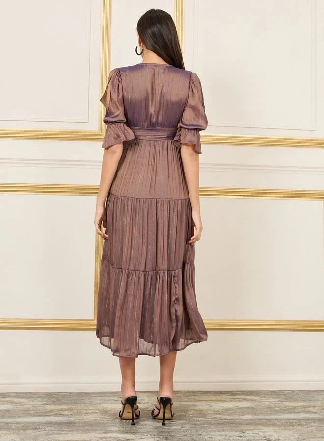 Styli Tiered Chiffon Dress