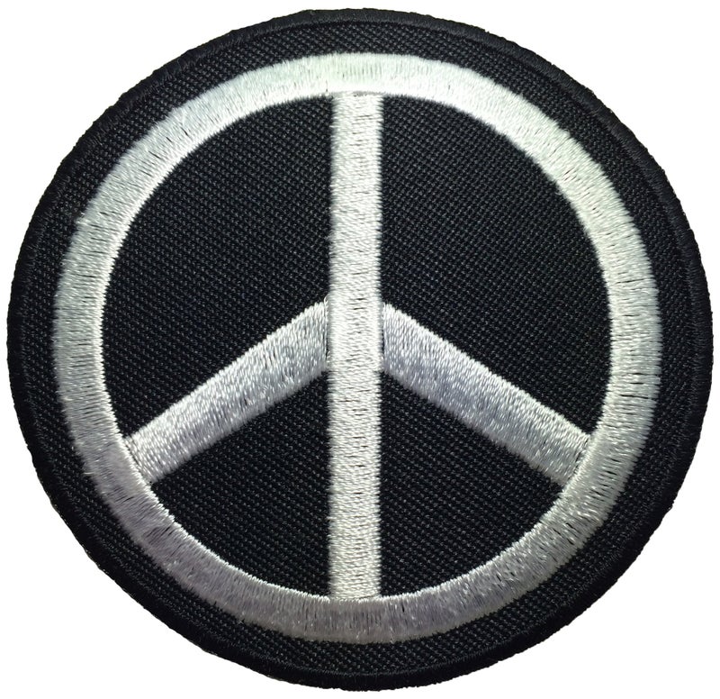 Papapatch Peace Sign Symbol Hippie Retro Love Vintage Circle Jacket TShirt Sew on Iron on Embroidered Applique Badge Patch IronPeaceSignBW