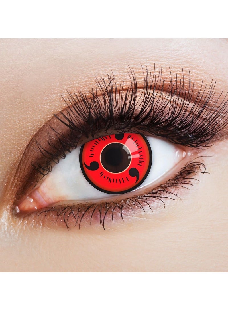 SYOSI - Non Prescription Colored Contact Lenses for Naruto Three Magatama Uchiha Clan Three Magatama Sharingan Contact Lenses Valid for Half a Year Anime Sharingan Contact Lenses for Parties and Festivals - Image 1