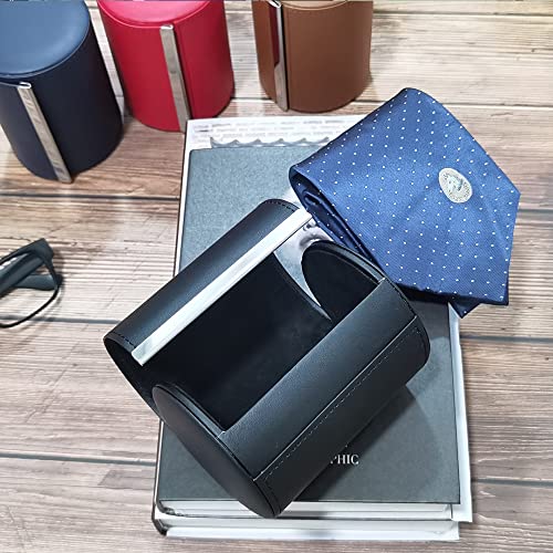 YY YEARCHY Men's Necktie Travel Case, Tie Anti-Wrinkle Organizer Box - Formal Cylinder Shape (Blue) - Image 3