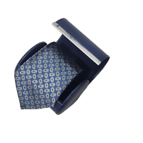 YY YEARCHY Men's Necktie Travel Case, Tie Anti-Wrinkle Organizer Box - Formal Cylinder Shape (Blue) - Image 1