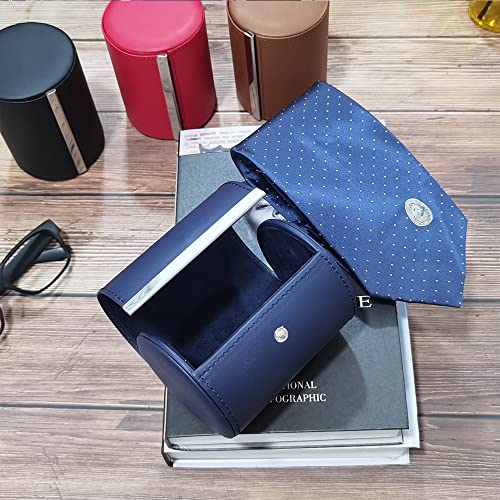 YY YEARCHY Men's Necktie Travel Case, Tie Anti-Wrinkle Organizer Box - Formal Cylinder Shape (Blue) - Image 4