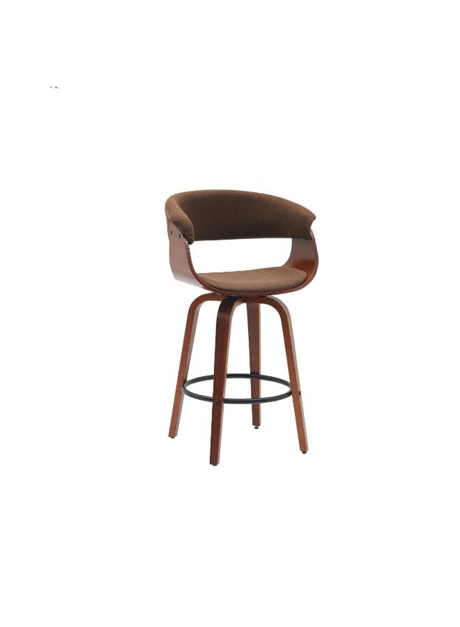 بيتي كرسي بار مرتفع قماش بقاعدة خشب - بني - Image 3