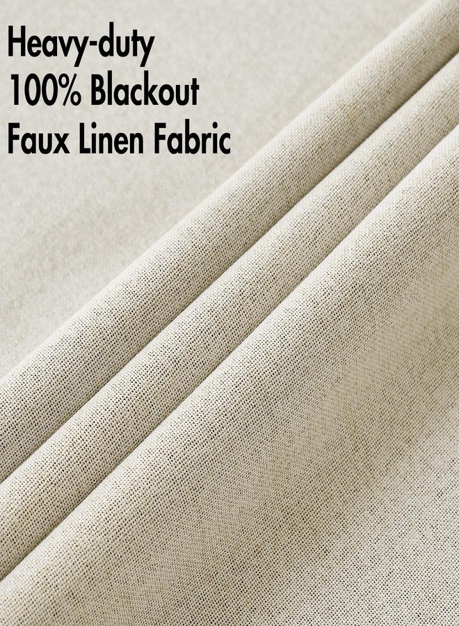 ميولي ستائر MIULEE من الكتان المحكم بنسبة 100%، معتمة تمامًا، لون كريمي سادة، معزولة حراريًا، مزودة بحلقات معدنية، ستائر وستائر معتمة للغرفة، ديكور فاخر لغرفة المعيشة وغرفة الأطفال، 52 × 120 بوصة (لوحتان). - Image 5