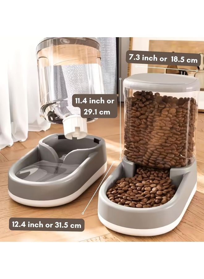 MOWKIT 2pcs 8-Pound Large Automatic Dog Food Feeder And Water Dispenser Set, Plastic Gravity Dog Food And Water Dispenser Set for Big/Medium/Small Pet - Image 2