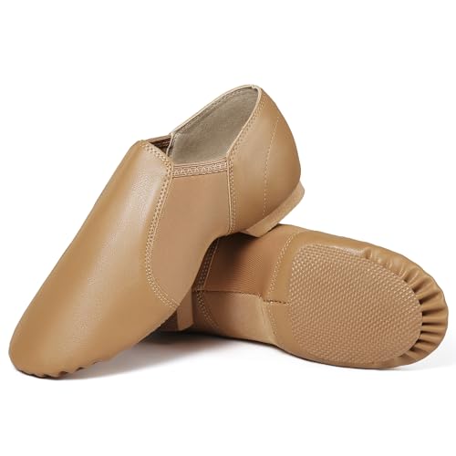 Dynadans PU Leather Jazz Shoe Slip On Dance Shoes with Arch Insert for Girls and Boys (Toddler/Little Kid/Big Kid)-Brown-10M-Little Kid - Image 3