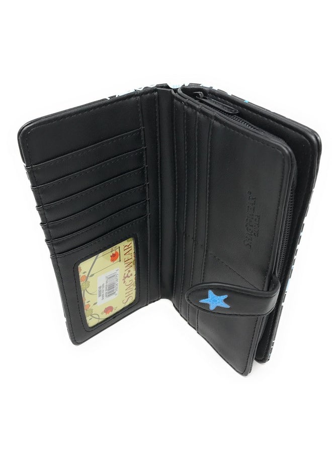 Shag Wear Large Shark Pattern Women'S Bifold Wallet Black Vegan Leather 7 …  - Image 5