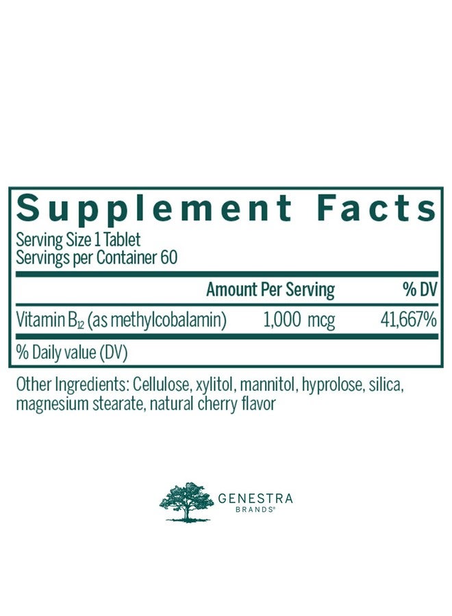 Genestra Brands Active Chewable B12 | Chewable Vitamin B12 Tablets | 60 Chewable Tablets | Natural Cherry Flavor - Image 2