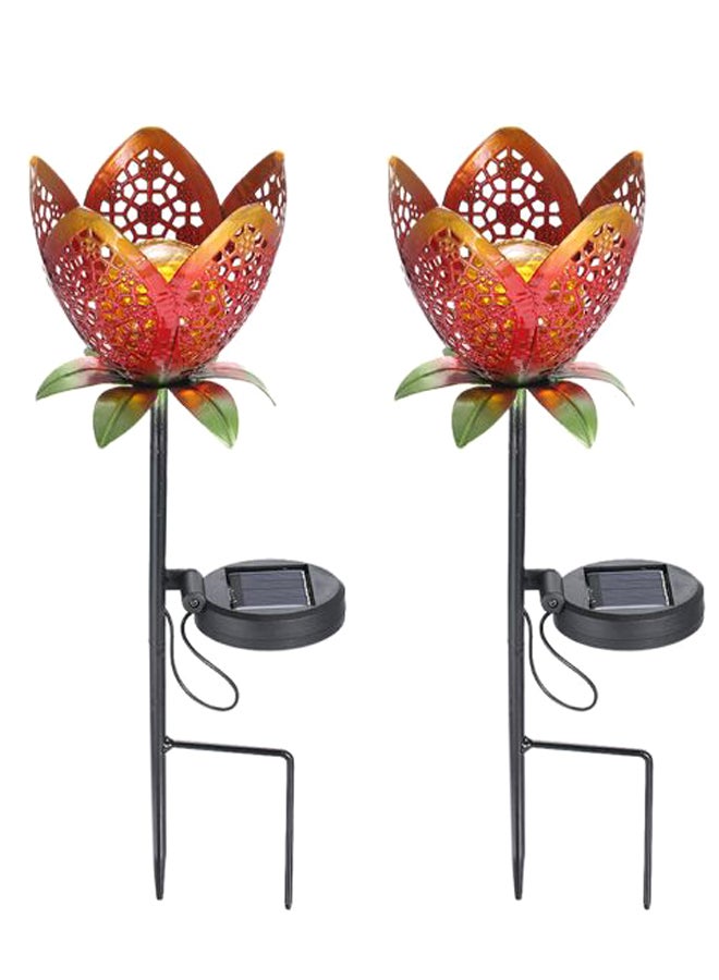 Loquat 2-Piece Solar LED Flower Garden Outdoor Light Set Yellow/Green/Black 2 x 400mm - Image 1