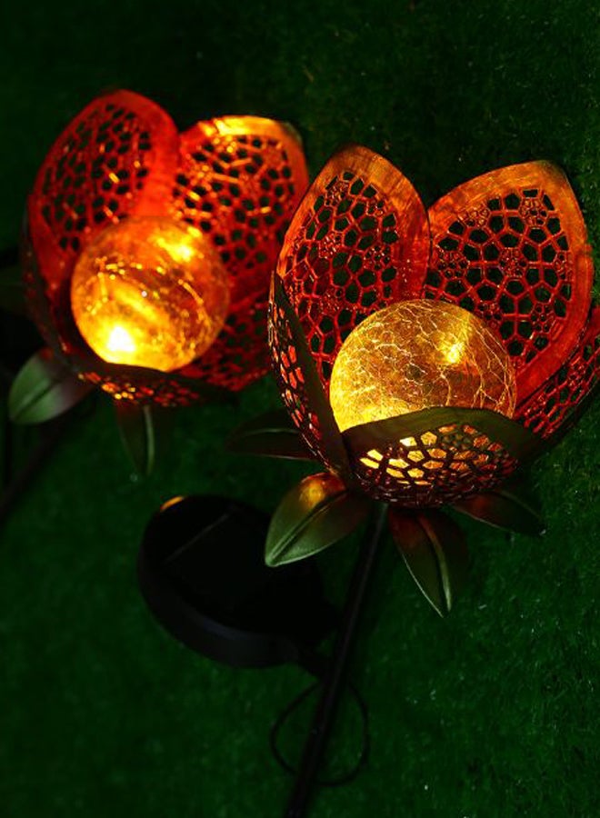 Loquat 2-Piece Solar LED Flower Garden Outdoor Light Set Yellow/Green/Black 2 x 400mm - Image 2