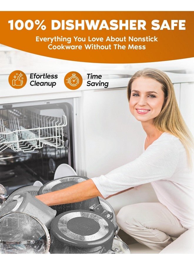 جوثام ستيل مقلاة جوثام ستيل غير لاصقة، مقلاة سيراميك غير لاصقة مقاس 12.5 بوصة، مقلاة طهي غير لاصقة تدوم طويلاً مع مقبض مساعد / مقبض بارد، متينة للغاية، آمنة للاستخدام في غسالة الأطباق / الفرن، غير سامة بنسبة 100% - Image 4