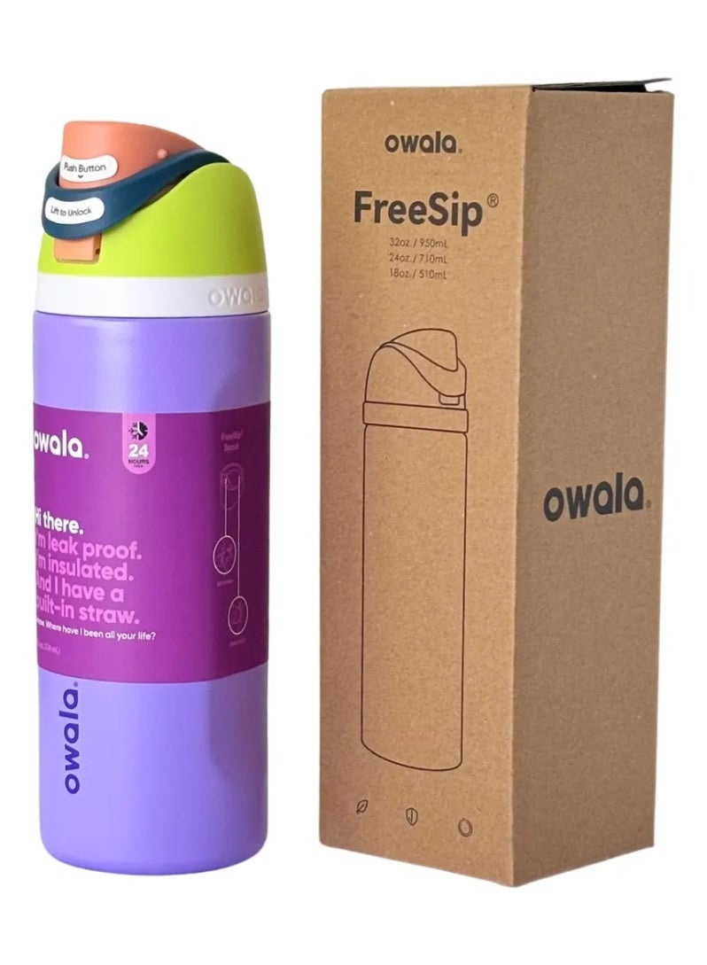 زجاجة مياه معزولة من الفولاذ المقاوم للصدأ من أوالا فري سيب مع شفاطة، مانعة للتسرب وخالية من مادة BPA، سعة 27 أونصة، قطعة واحدة (بنفسجى) - Image 2