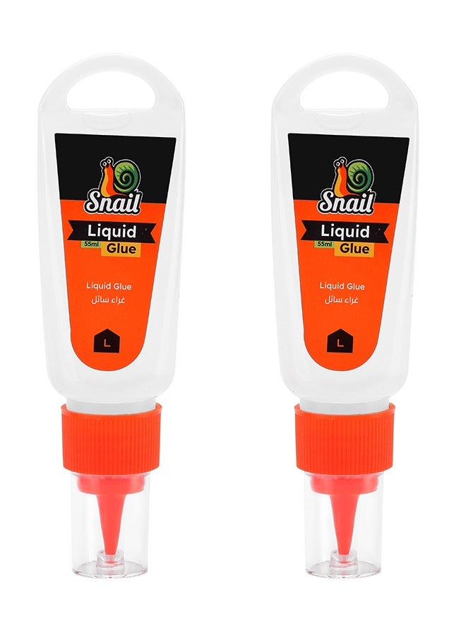 LAWAZIM Snail Clear Liquid Glue -2 Piece 55ml- Quick-drying Strong Transparent Adhesive Duo Set with Precise Tip for Crafting School Projects and DIY Repairs - for Woodworking Card Making and Paper Crafting - Image 1