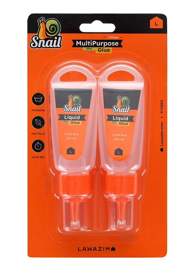 LAWAZIM Snail Clear Liquid Glue -2 Piece 55ml- Quick-drying Strong Transparent Adhesive Duo Set with Precise Tip for Crafting School Projects and DIY Repairs - for Woodworking Card Making and Paper Crafting - Image 5