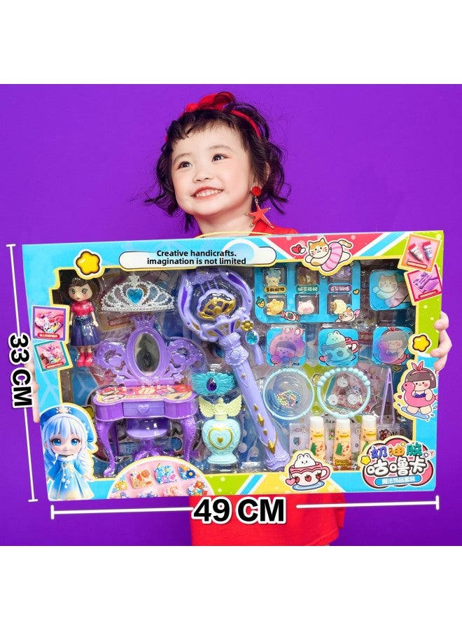 Children And Girls Toys Simulation Kitchen Play House Toys Suit Educational Toys Training Institutions Renewal Gifts-Specifications:5517 Dresser Magic Wand Goo Card Set 【red/purple 2 Color Random】】 - Image 1