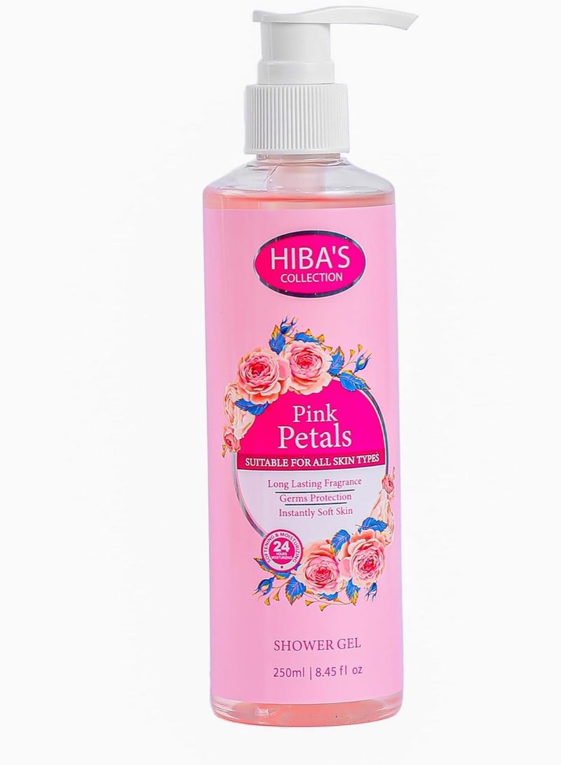 HIBA'S COLLECTION Pink Petals Shower Gel Gems Protection Intantly Soft Skin Suitable for All Skin Types 500ml