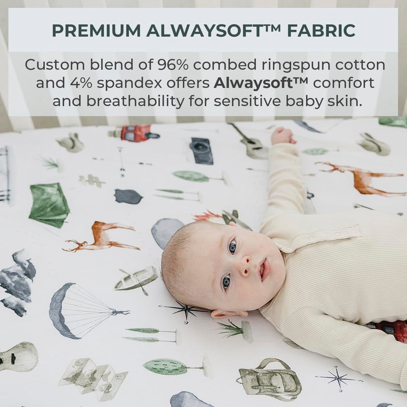 Pobibaby - 2 Pack Premium Fitted Baby Boy Crib Sheets for Standard Crib Mattress - Ultra-Soft Cotton Blend, Safe and Snug, and Stylish Woodland Sheet (Explore) - Image 2